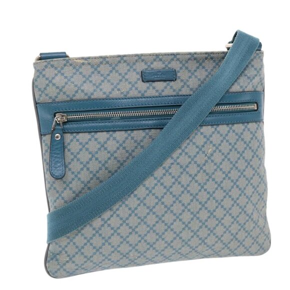 GUCCI Diamante Shoulder Bag PVC Leather Light Blue 295257 Auth bs7152 - Picture 1 of 16